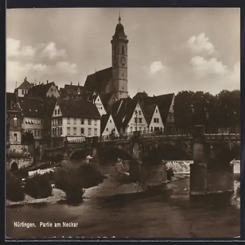 AK Nürtingen, Partie am Neckar mit Kirche