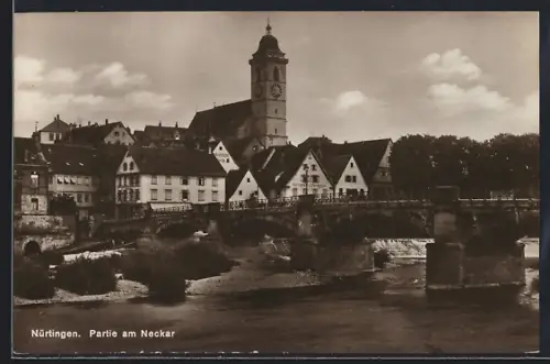 AK Nürtingen, Partie am Neckar mit Kirche