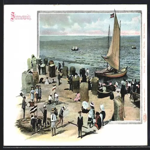 AK Zinnowitz, Partie am Strand, Segelboot