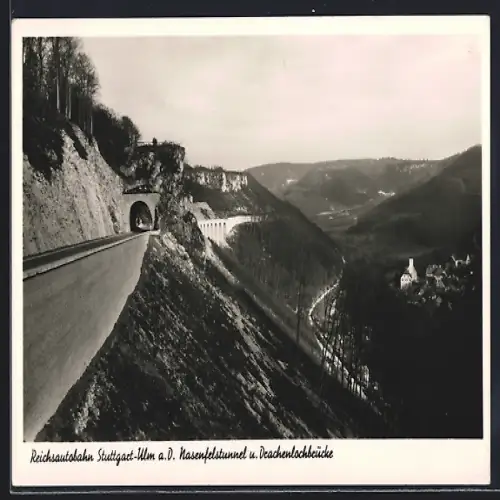 AK Reichsautobahn Stuttgart-Ulm, Nasenfelstunnel und Drachenlochbrücke