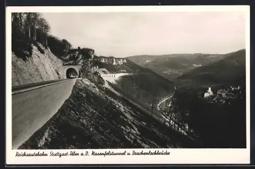 AK Reichsautobahn Stuttgart-Ulm, Nasenfelstunnel und Drachenlochbrücke