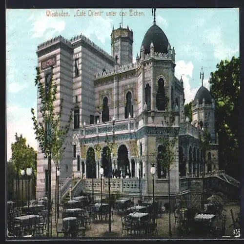 AK Wiesbaden, Terrassen des Cafes Orient