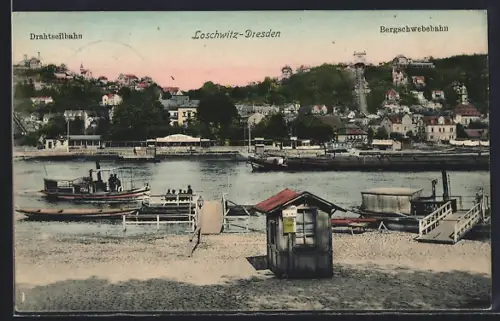 AK Dresden-Loschwitz, Ortsansicht von der Elbe aus