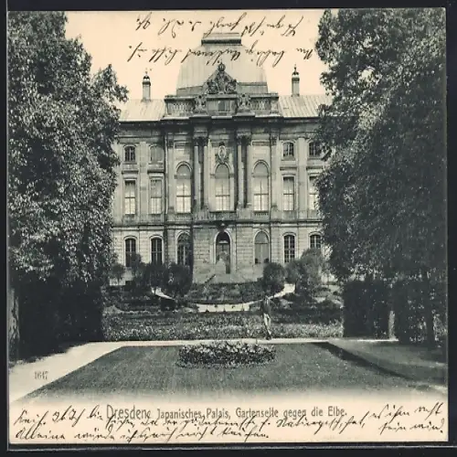 AK Dresden-Neustadt, Japanisches Palais, Gartenseite gegen die Elbe