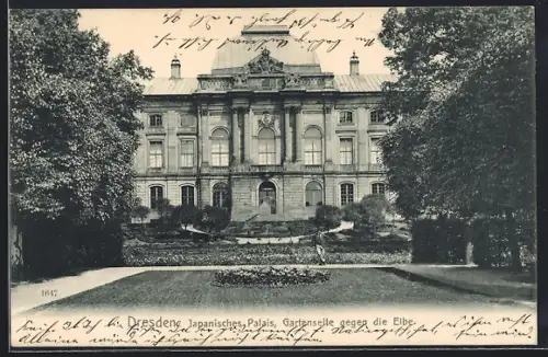 AK Dresden-Neustadt, Japanisches Palais, Gartenseite gegen die Elbe
