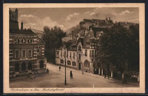 AK Heidenheim a. Brz., Strassenpartie am Bahnhofhotel