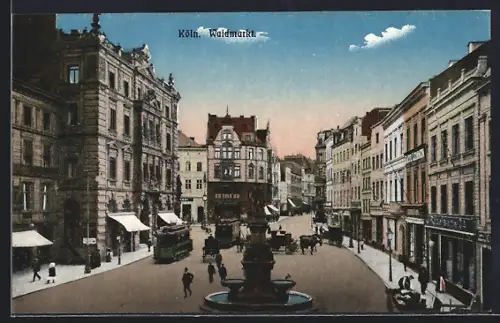 AK Köln, Waidmarkt mit Strassenbahn