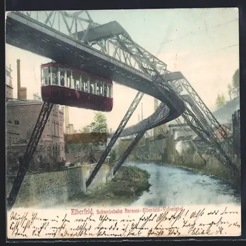 AK Elberfeld, Schwebebahn zwischen Barmen, Elberfeld und Vohwinkel