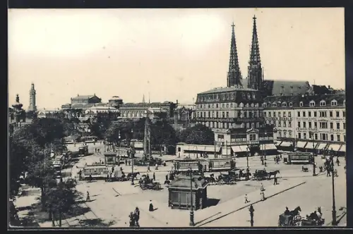 AK Dresden, Postplatz mit Sophienkirche und Kgl. Zwinger