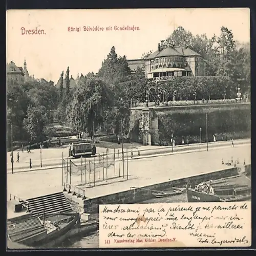 AK Dresden, Königl. Belvedere mit Gondelhafen