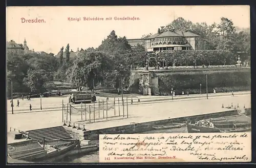 AK Dresden, Königl. Belvedere mit Gondelhafen