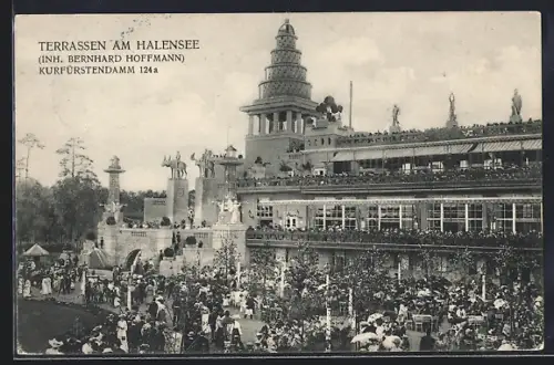 AK Berlin-Halensee, Terrassen am Halensee, Inhaber Bernhard Hoffmann, Kurfürstendamm 124a