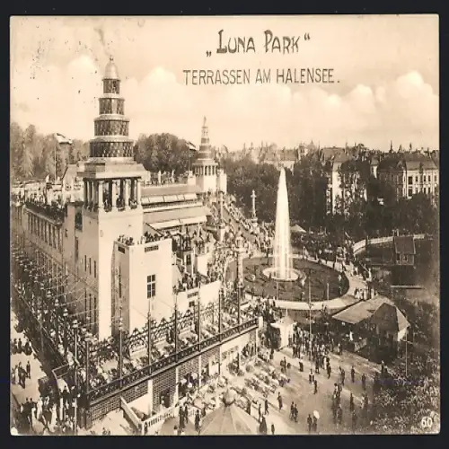 AK Berlin, Luna Park, Terrassen am Halensee, Volksfest