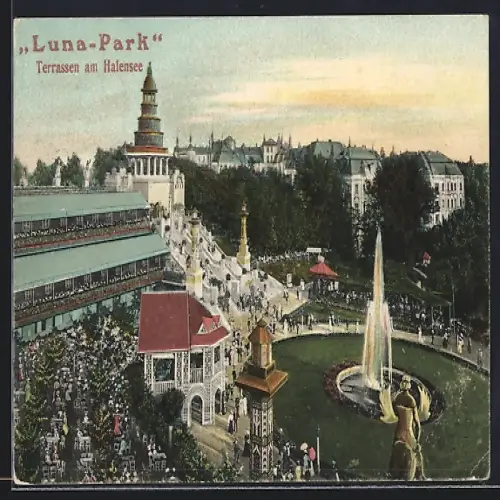 AK Berlin-Halensee, Terrassen am Halensee, Luna-Park