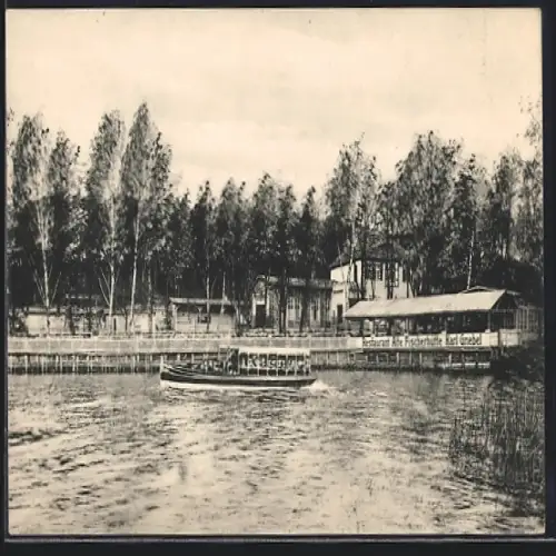 AK Berlin-Zehlendorf, Gasthaus Alte Fischerhütte, Terrassen am Schlachtensee