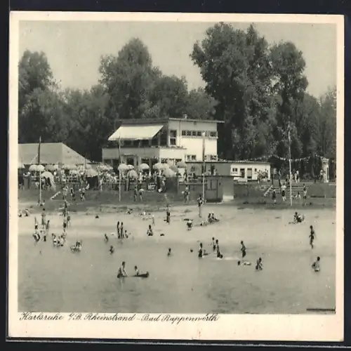 AK Karlsruhe i. B., Rheinstrandbad Rappenwörth