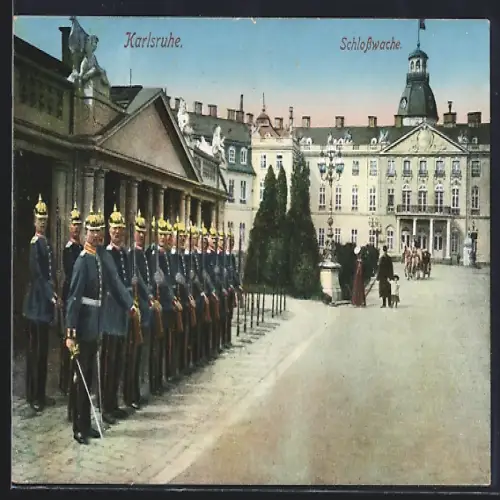 AK Karlsruhe, Schloss mit Schlosswache