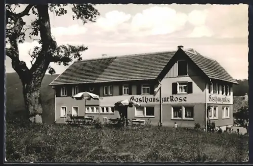 AK Huzenbach-Silberberg b. Freudenstadt, Gasthof-Pension zur Rose E. Maulbetsch