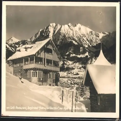 AK Oberstdorf, Cafe-Restaurant Bergkristall im Winter