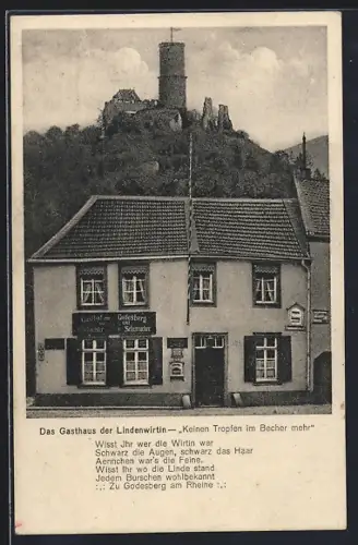 AK Godesberg, Gasthaus und Blick auf den Bergturm