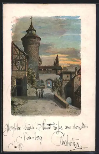 Künstler-AK Nürnberg, Partie im Burghof