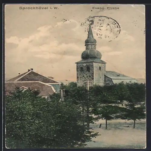 AK Sprockhövel i. W., Blick auf die evang. Kirche