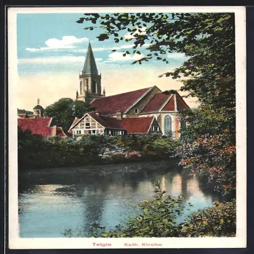 AK Telgte, Flusspartie mit der Kath. Kirche