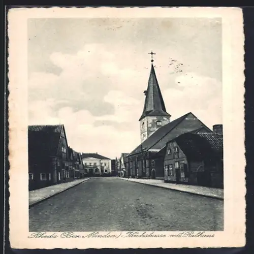 AK Rheda, Kirchstrasse mit Rathaus