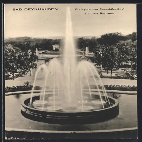 AK Bad Oeynhausen, Springbrunnen (Leuchtfontäne) vor dem Kurhaus