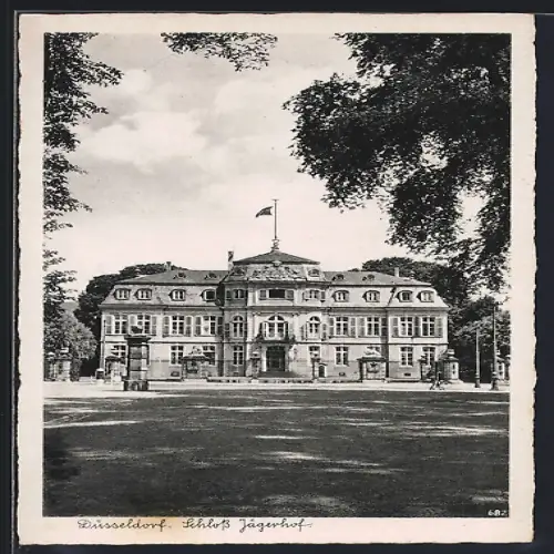 AK Düsseldorf, Eingang zum Schloss Jägerhof