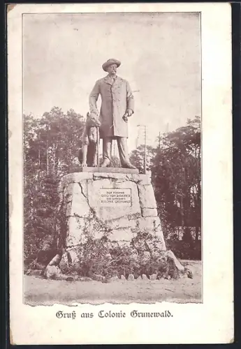 AK Berlin-Grunewald, vor dem Denkmal Otto von Bismarck