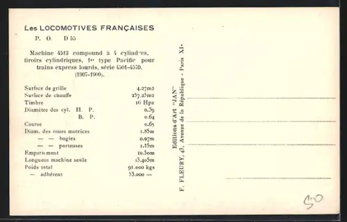 AK Machine No. 4513, französische Eisenbahn
