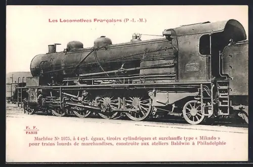 AK Machine No. 1075, französische Eisenbahn
