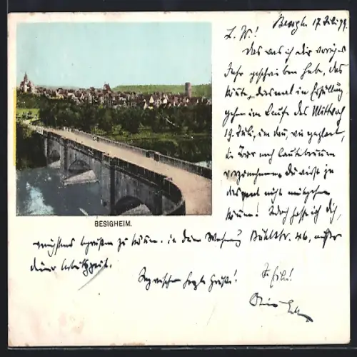 AK Besigheim, Ortsansicht vom Viadukt aus