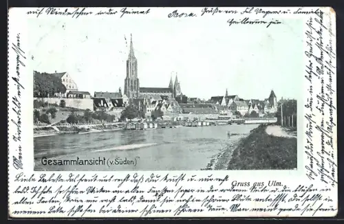 AK Ulm / Donau, Gesamtansicht v. Süden