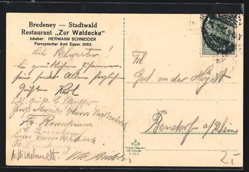 AK Essen / Ruhr, Stadtwald, Am Waldesrand