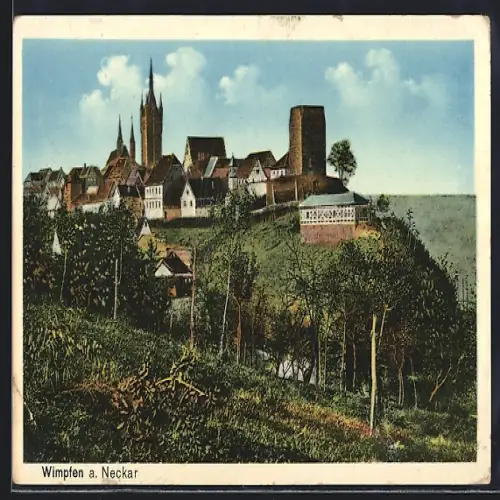 AK Wimpfen a. Neckar, Ortsansicht von einem Weinberg aus