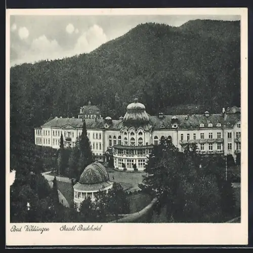 AK Bad Wildungen, Staatl. Badehotel aus der Vogelschau