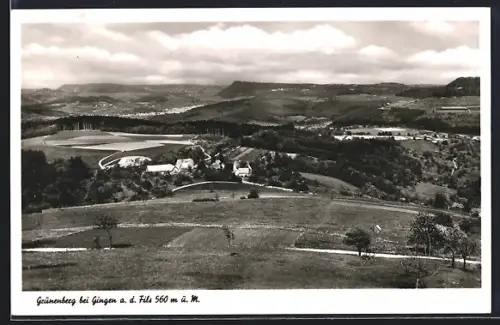 AK Grünenberg /Gingen a. d. Fils, Gesamtansicht mit Umgebung aus der Vogelschau