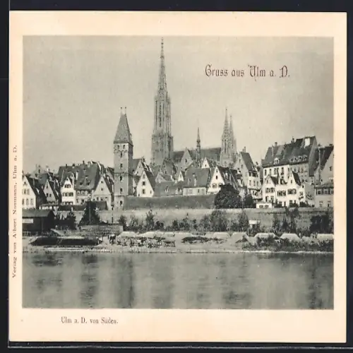 AK Ulm a. D., Ortspanorama von Süden