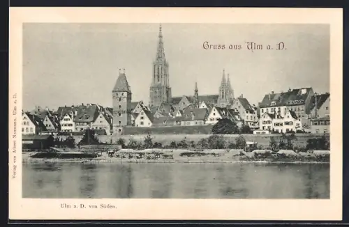 AK Ulm a. D., Ortspanorama von Süden