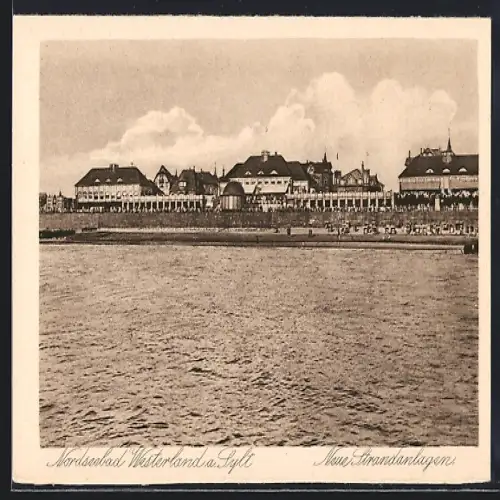 AK Westerland /Sylt, Neue Strandanlagen vom Wasser aus