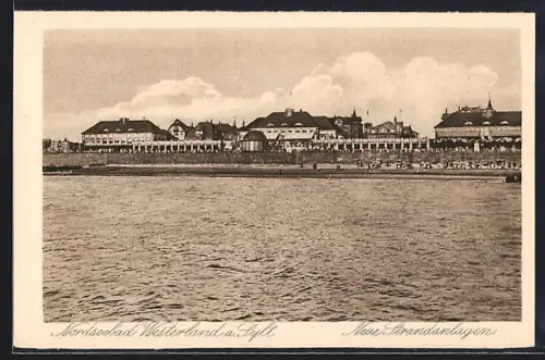 AK Westerland /Sylt, Neue Strandanlagen vom Wasser aus