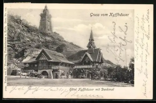 AK Kyffhäuser, Hotel Kyffhäuser mit Denkmal