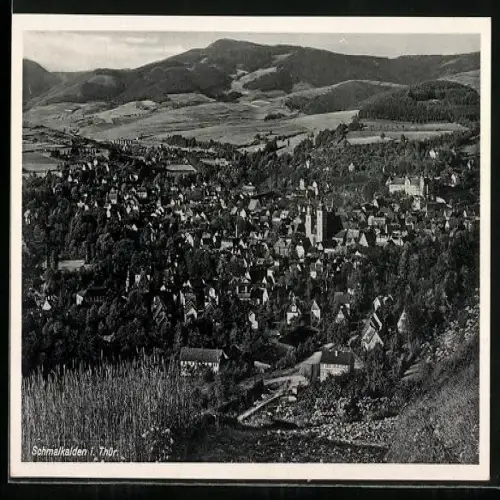 AK Schmalkalden / Thüringen, Blick über die Stadt auf Umgebung