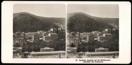 Stereo-Fotografie NPG, Ansicht Karlsbad, Blick nach der Mühlbrunnencolonade und Umgebung