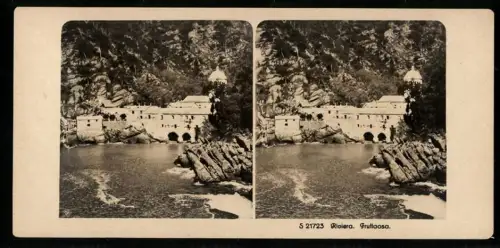 Stereo-Fotografie NPG, Ansicht Camogli, Blick zur Abtei von San Fruttuoso