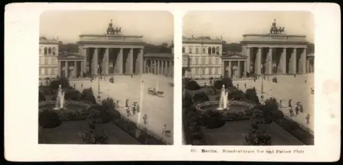 Stereo-Fotografie NPG, Ansicht Berlin, Brandenburger Tor mit Pariser Platz