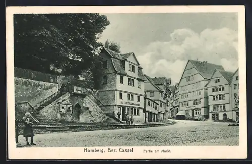 AK Homberg / Cassel, Partie am Markt mit Schuhmachergeschäft Joh. Possbach