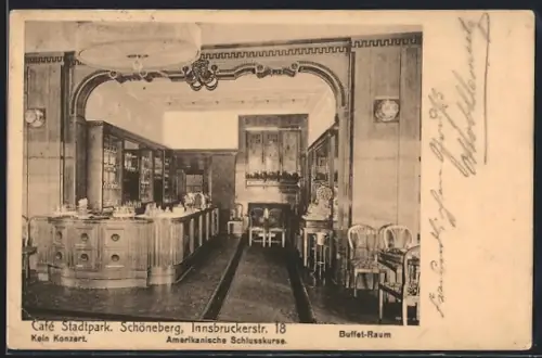 AK Schöneberg, Cafe Stadtpark, Innsbruckerstr. 18, Buffet-Raum, Innenansicht